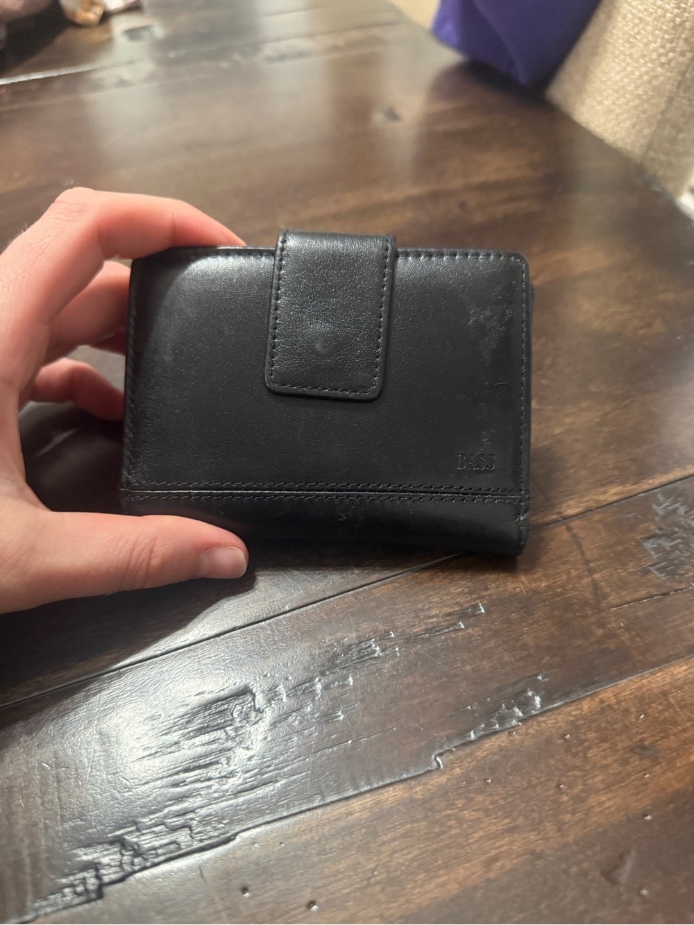 BASS Small Black Wallet- Leather
